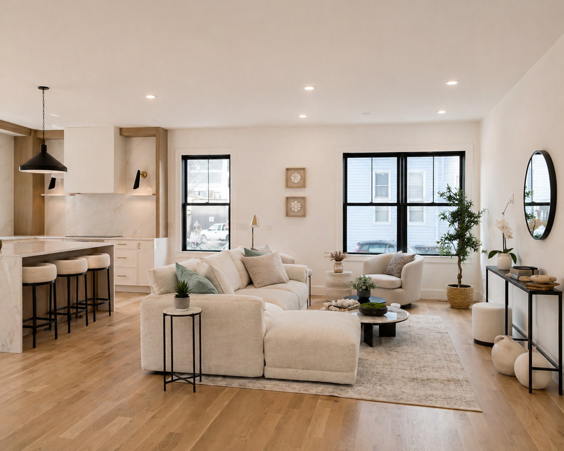 Waverly living kitchen — staged open plan, 21 S Waverly St, Brighton
