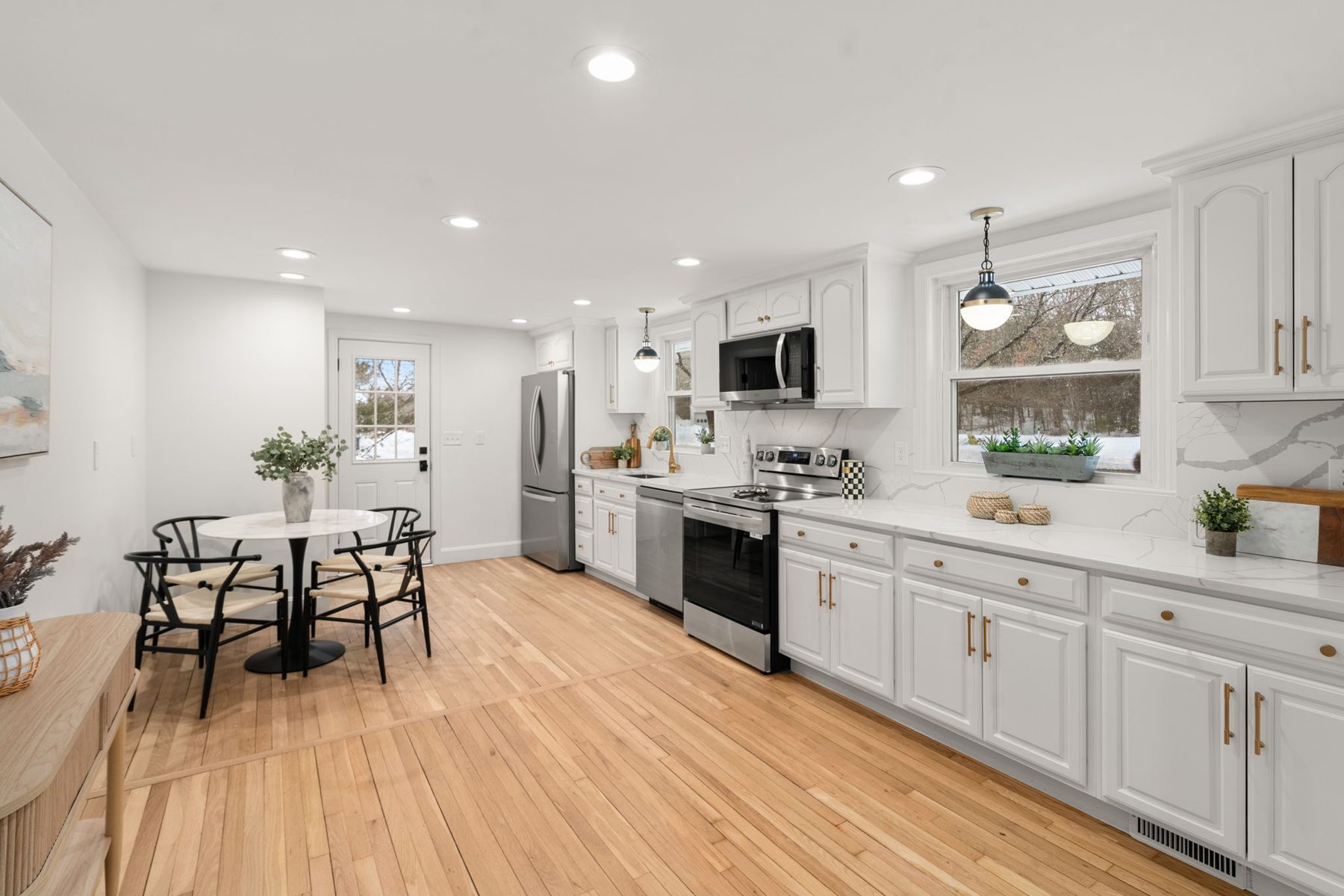 Wilshire kitchen dining — bistro table by the back door — after